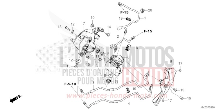 ABS MODULATOR/BRAKE PIPE for CBR600RR MAT BALLISTIC BLACK METALLIC (NHA86) from 2024
