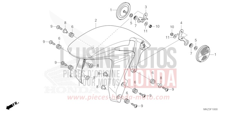 FRONT FENDER for CBR600RR MAT BALLISTIC BLACK METALLIC (NHA86) from 2024