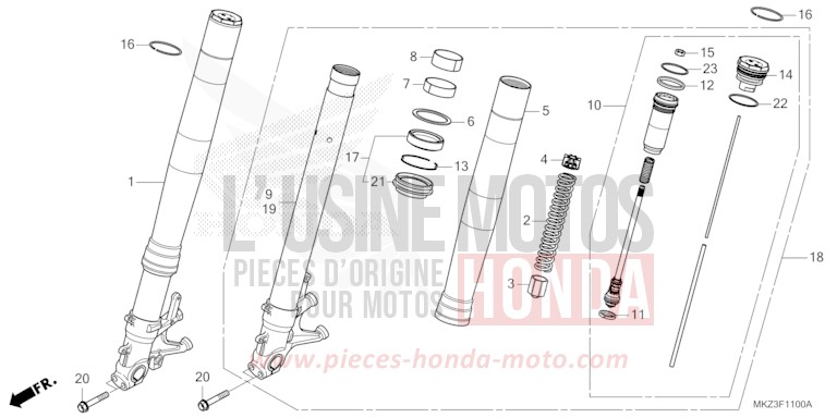 FRONT FORK for CBR600RR MAT BALLISTIC BLACK METALLIC (NHA86) from 2024