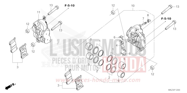 FRONT BRAKE CALIPER for CBR600RR MAT BALLISTIC BLACK METALLIC (NHA86) from 2024