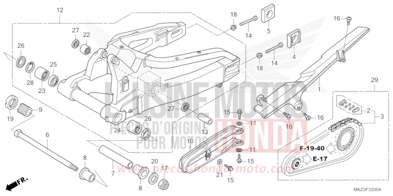 SWINGARM for CBR600RR MAT BALLISTIC BLACK METALLIC (NHA86) from 2024