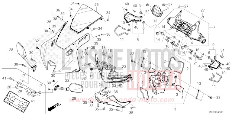 UPPER COWL/MIRROR for CBR600RR MAT BALLISTIC BLACK METALLIC (NHA86) from 2024