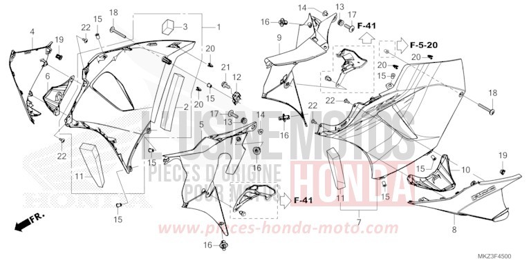 MIDDLE COWL for CBR600RR MAT BALLISTIC BLACK METALLIC (NHA86) from 2024