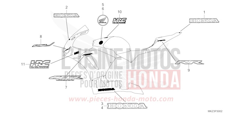 STRIPE/EMBLEM (3) for CBR600RR MAT BALLISTIC BLACK METALLIC (NHA86) from 2024