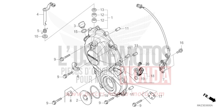 RIGHT CRANKCASE COVER for CBR600RR GRAND PRIX RED (R380) from 2024