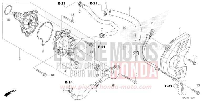 WATER PUMP/LEFT REAR COVER for CBR600RR GRAND PRIX RED (R380) from 2024