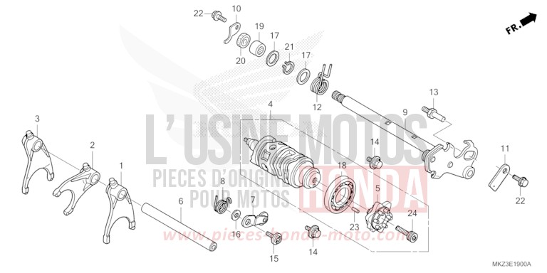 GEARSHIFT DRUM for CBR600RR GRAND PRIX RED (R380) from 2024