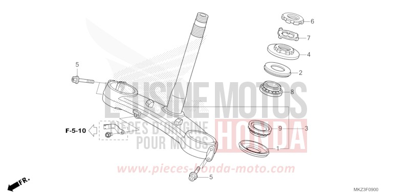 STEERING STEM for CBR600RR GRAND PRIX RED (R380) from 2024