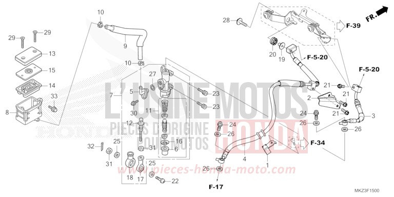 REAR BRAKE MASTER CYLINDER for CBR600RR GRAND PRIX RED (R380) from 2024