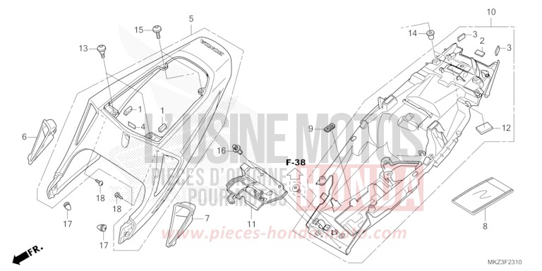 SEAT COWL for CBR600RR GRAND PRIX RED (R380) from 2024