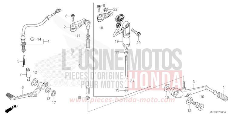 PEDAL for CBR600RR GRAND PRIX RED (R380) from 2024