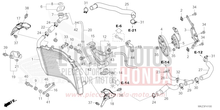 RADIATOR for CBR600RR GRAND PRIX RED (R380) from 2024