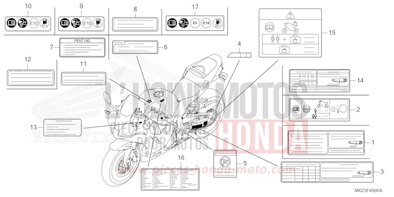 CAUTION LABEL for CBR600RR GRAND PRIX RED (R380) from 2024