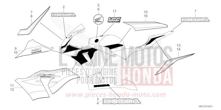 STRIPE/EMBLEM (2) for CBR600RR GRAND PRIX RED (R380) from 2024
