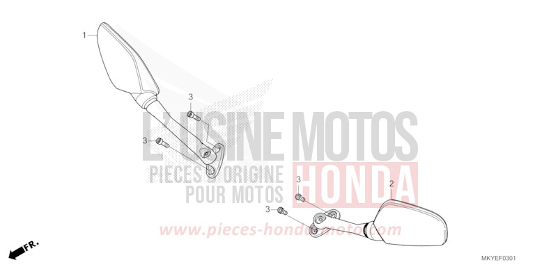 MIRROR (CBR650RA/CBR650RAC) for CBR650R MAT GUNPOWDER BLACK METALLIC (NH436) from 2024