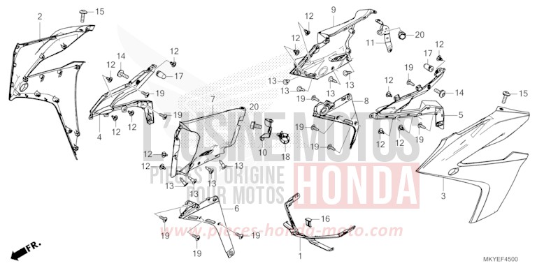 MIDDLE COWL for CBR650R MAT GUNPOWDER BLACK METALLIC (NH436) from 2024