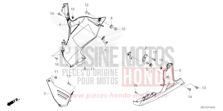 UNDER COWL for CBR650R MAT GUNPOWDER BLACK METALLIC (NH436) from 2024