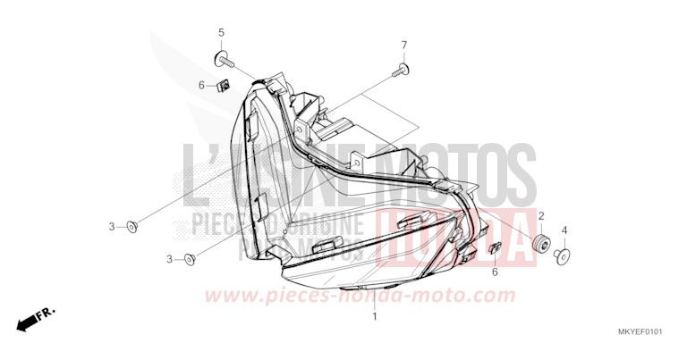 HEADLIGHT (CBR650RA/CBR650RAC) for CBR650R GRAND PRIX RED (R380) from 2024
