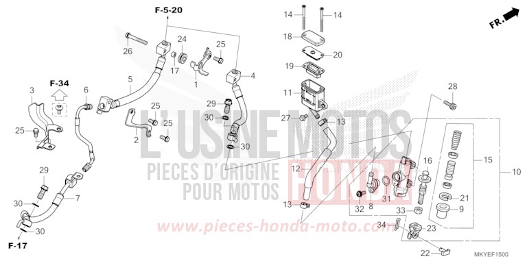 REAR BRAKE MASTER CYLINDER for CBR650R GRAND PRIX RED (R380) from 2024