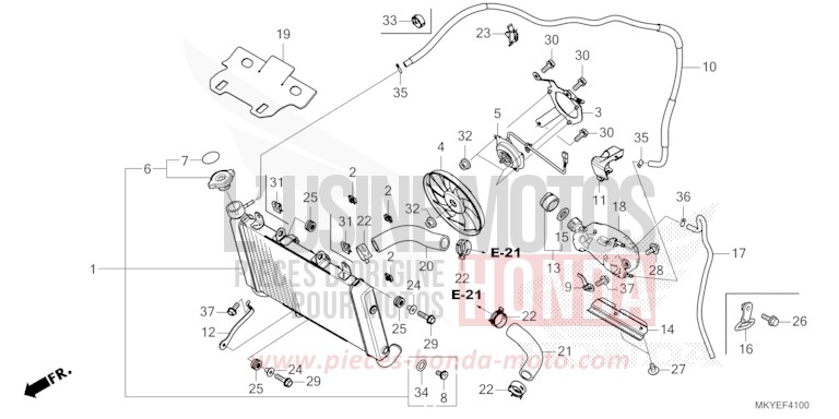 RADIATOR for CBR650R GRAND PRIX RED (R380) from 2024