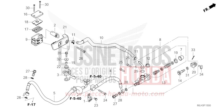 REAR BRAKE MASTER CYLINDER for CMX500 PEARL SHINING BLACK (NHB98) from 2024