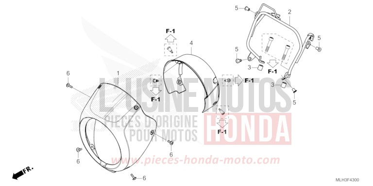 FRONT COWL for CMX500 PEARL SHINING BLACK (NHB98) from 2024