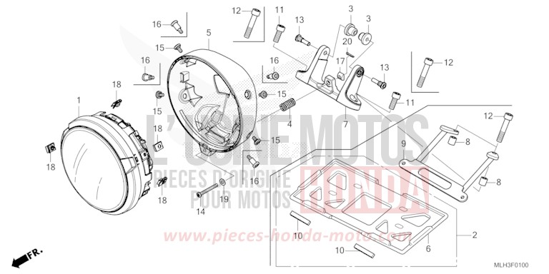 HEADLIGHT for REBEL MAT GUNPOWDER BLACK METALLIC (NH436) from 2024