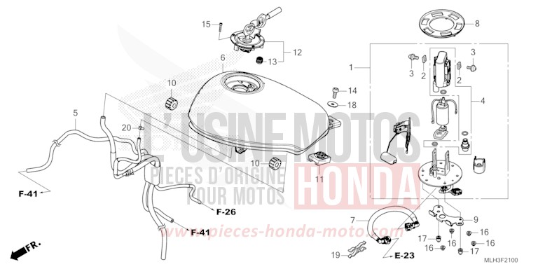 FUEL TANK/FUEL PUMP (CMX500AR/A2R) for CMX500 MAT GUNPOWDER BLACK METALLIC (NH436) from 2024