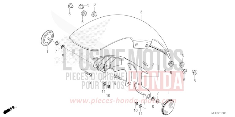 FRONT FENDER for CMX500 MAT LAUREL GREEN METALLIC (G207) from 2024