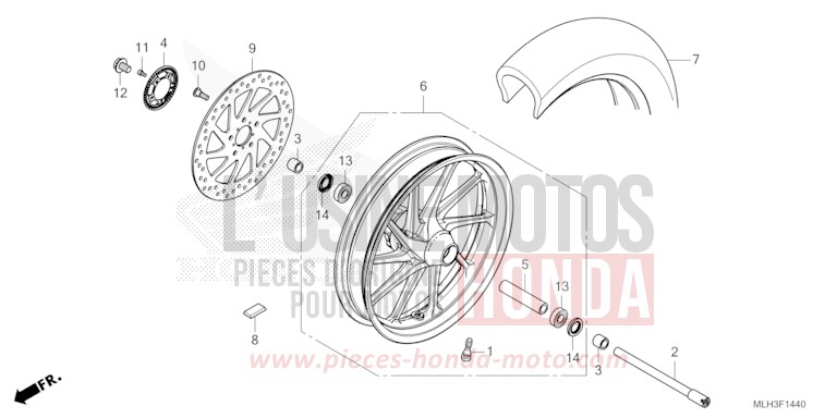 FRONT WHEEL for REBEL MAT LAUREL GREEN METALLIC (G207) from 2024