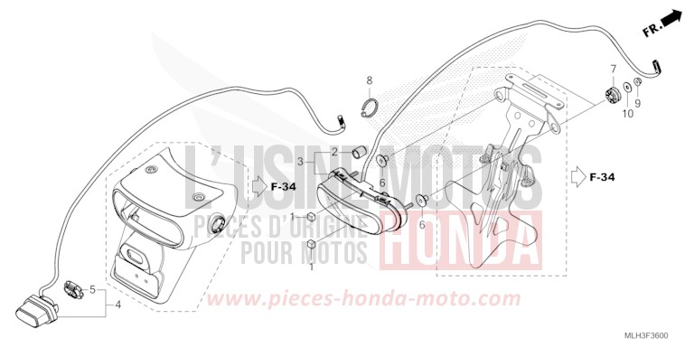 FEU ARRIERE/FEU D'IMMATRICULATION for REBEL PEARL SHINING BLACK (NHB98) from 2024