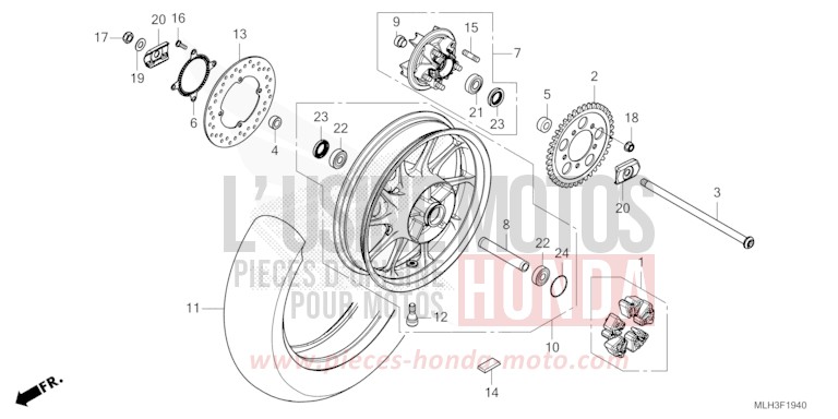 REAR WHEEL for REBEL SEAL SILVER METALLIC (NHA14) from 2024