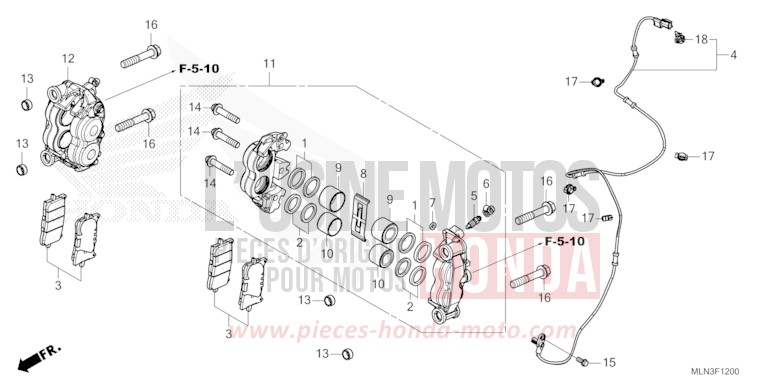 FRONT BRAKE CALIPER for CRF1100A GRAND PRIX RED (R380B) from 2024
