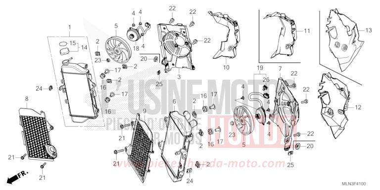 RADIATOR for CRF1100A PEARL GLARE WHITE (NHB53H) from 2024