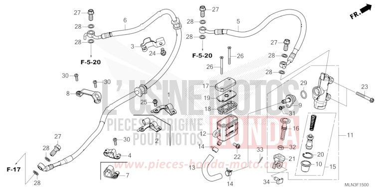 REAR BRAKE MASTER CYLINDER for CRF1100A MAT BALLISTIC BLACK METALLIC (NHA86) from 2024
