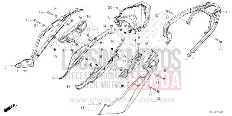 SIDE COVER/REAR CARRIER (2) for CRF1100A PEARL GLARE WHITE (NHB53) from 2024
