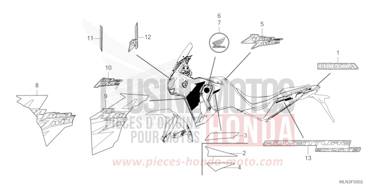 MARK/STRIPE (3) for CRF1100A MAT BALLISTIC BLACK METALLIC (NHA86) from 2024