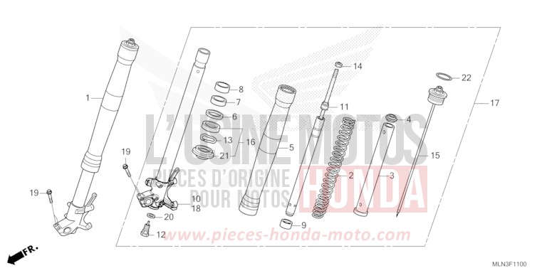 FRONT FORK (1) for CRF1100A GRAND PRIX RED (R380B) from 2024