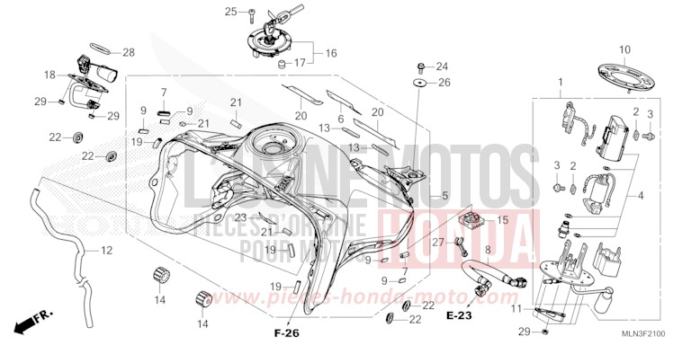 FUEL TANK/FUEL PUMP (1) for CRF1100A GRAND PRIX RED (R380B) from 2024