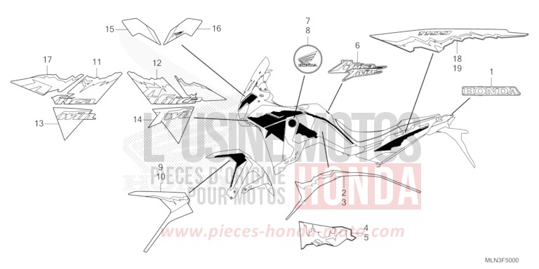 MARK/STRIPE (1) for CRF1100A MAT BALLISTIC BLACK METALLIC (NHA86) from 2024