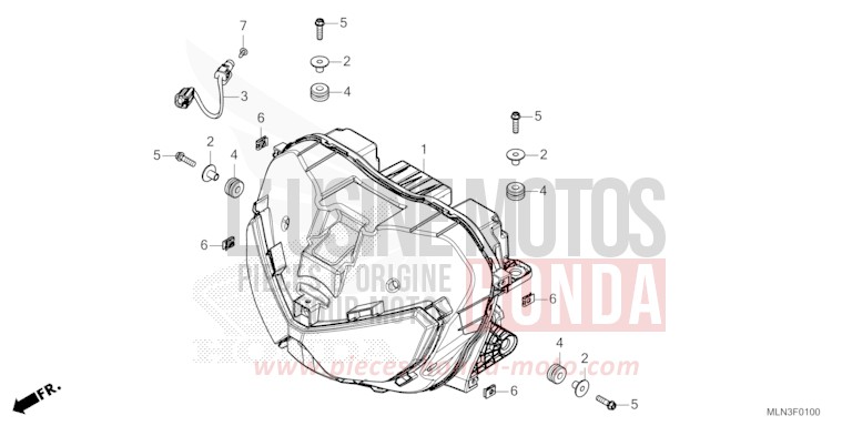 HEADLIGHT (1) for CRF1100D PEARL GLARE WHITE (NHB53H) from 2024