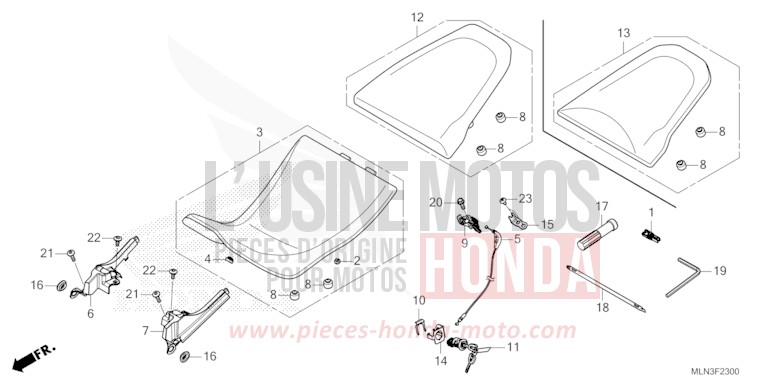 SEAT for CRF1100D PEARL GLARE WHITE (NHB53H) from 2024
