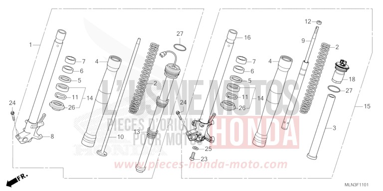 FRONT FORK (2) for CRF1100D PEARL GLARE WHITE (NHB53) from 2024