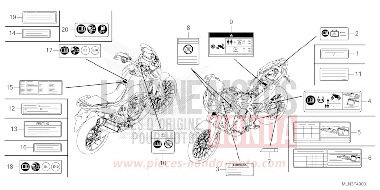 CAUTION LABEL for CRF1100D PEARL GLARE WHITE (NHB53) from 2024