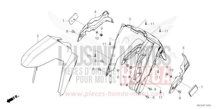 PARAFANGO ANTERIORE per CRF1100D GRAND PRIX RED (R380B) del 2024