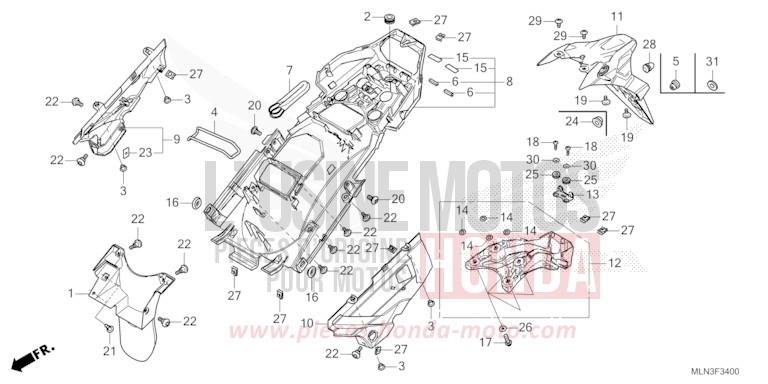 REAR FENDER for CRF1100D GRAND PRIX RED (R380B) from 2024