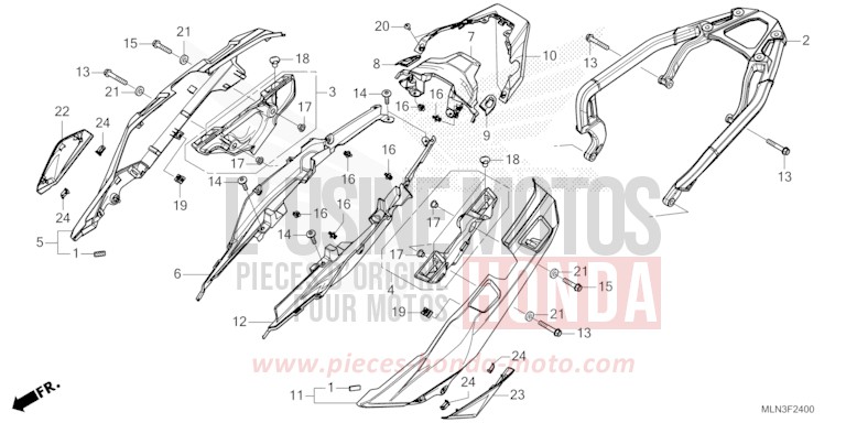 SIDE COVER/REAR CARRIER (1) for CRF1100D MAT BALLISTIC BLACK METALLIC (NHA86) from 2024