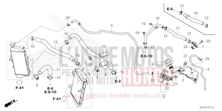 RADIATOR HOSE/WATER PIPE for CRF1100D MAT BALLISTIC BLACK METALLIC (NHA86) from 2024