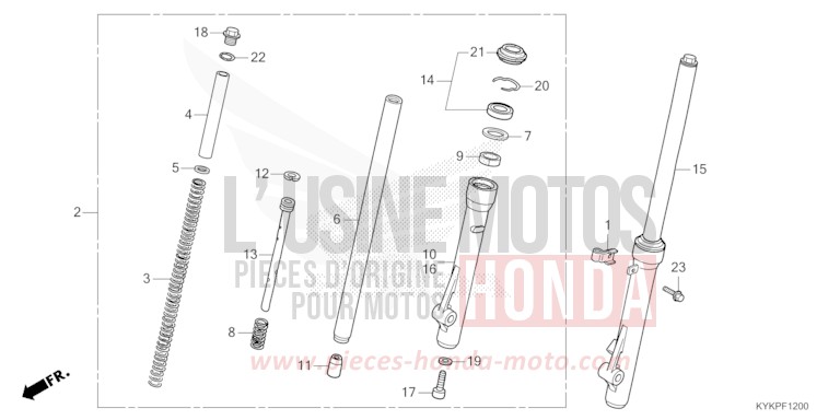 FRONT FORK for CRF110F EXTREME RED (R292) from 2024