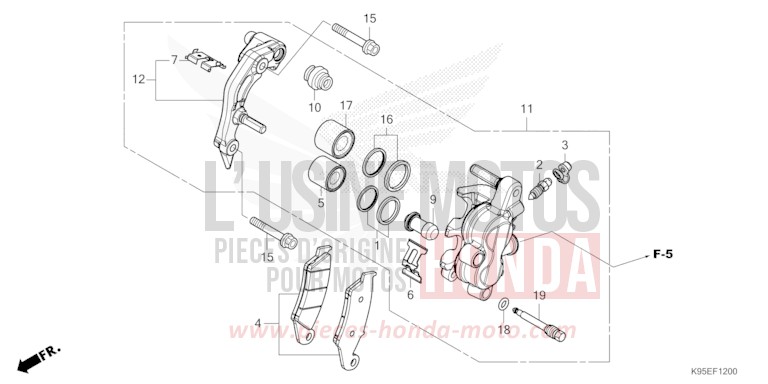 FRONT BRAKE CALIPER for CRF250RX EXTREME RED (R292) from 2024